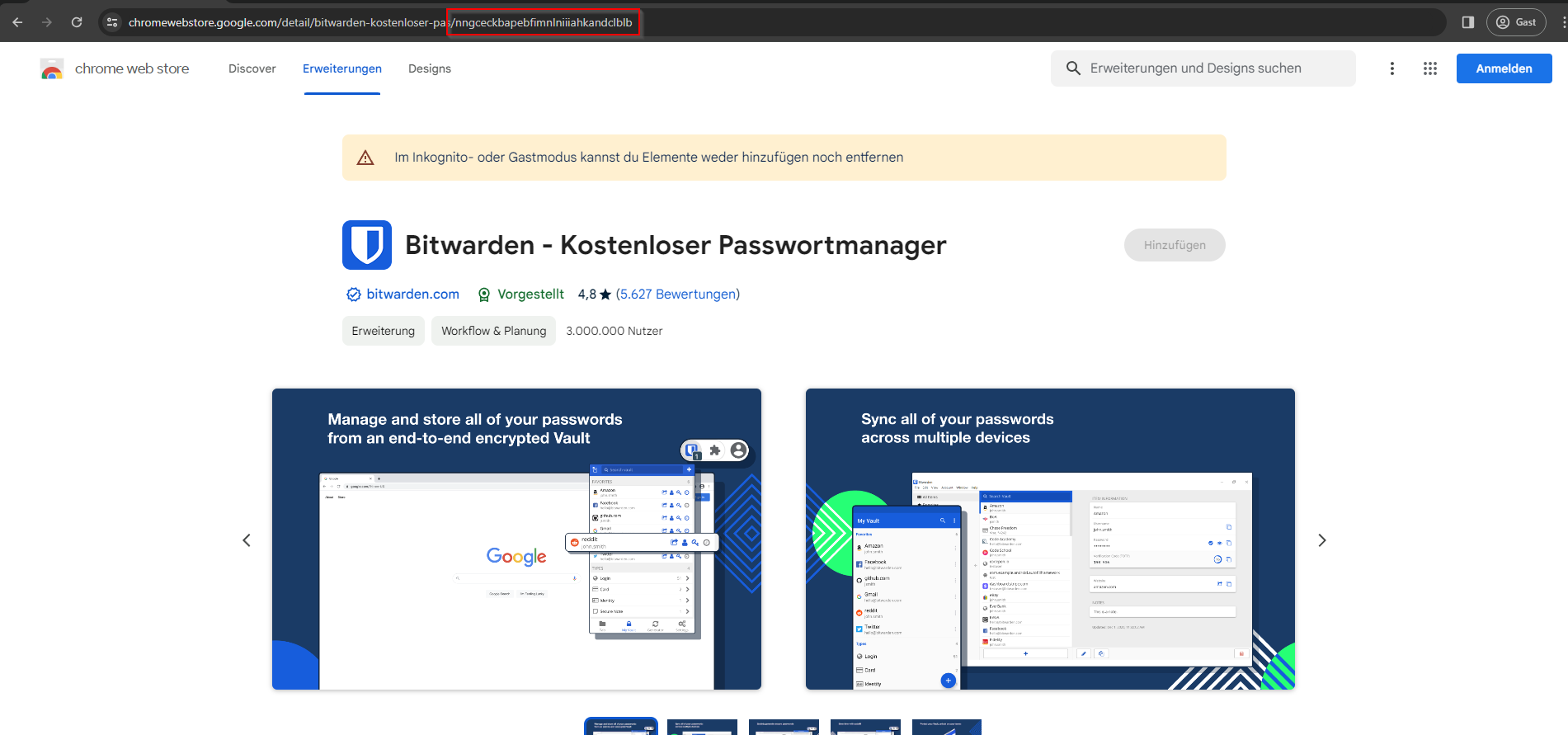Google Chrome Web Store homepage